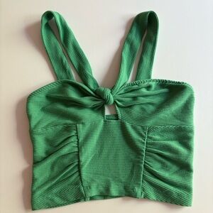 Urban Outfitters Green Ruched Tie Front Crop Tank Top